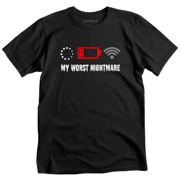 T-Shirt Humoristique 'My Worst Nightmare', Motif Technologique, Noir MAXI SHIRT