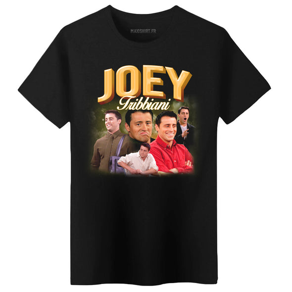 T-Shirt unisexe inédit fan de la série Friends | JOEY Tribbiani | noir 100% coton bio | idée cadeau vintage