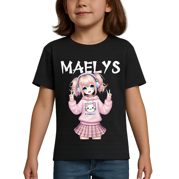 T-Shirt Kawaii Fille personnalisé | ajoutez votre prénom | idée cadeau KPop