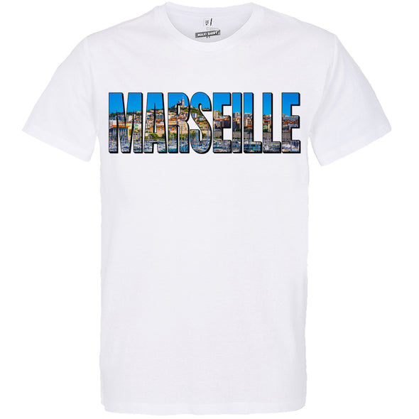 T-Shirt Nom de ta Ville personnalisable - lettres illustrées en photo / Coupe homme ou femme | 100% coton coupe régulière | idée cadeau originale