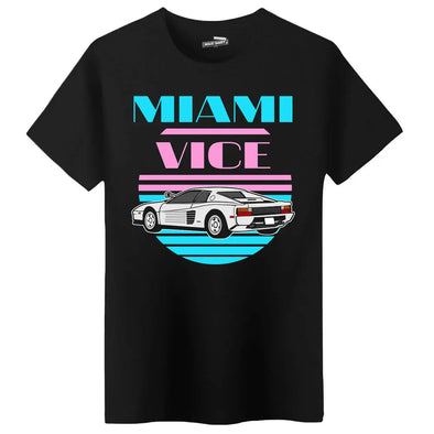 T-Shirt Homme Voiture Miami Vice | 100% coton coupe régulière | idée cadeau rétro vintage Maxishirt.fr