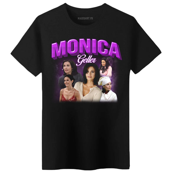 T-Shirt unisexe inédit fan de la série Friends | MONICA Geller | noir 100% coton bio | idée cadeau vintage