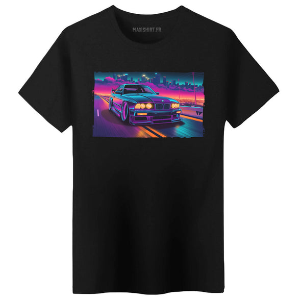 T-Shirt Night Purple City BMW E46 | 100% coton, coupe régulière | idée cadeau fan voiture