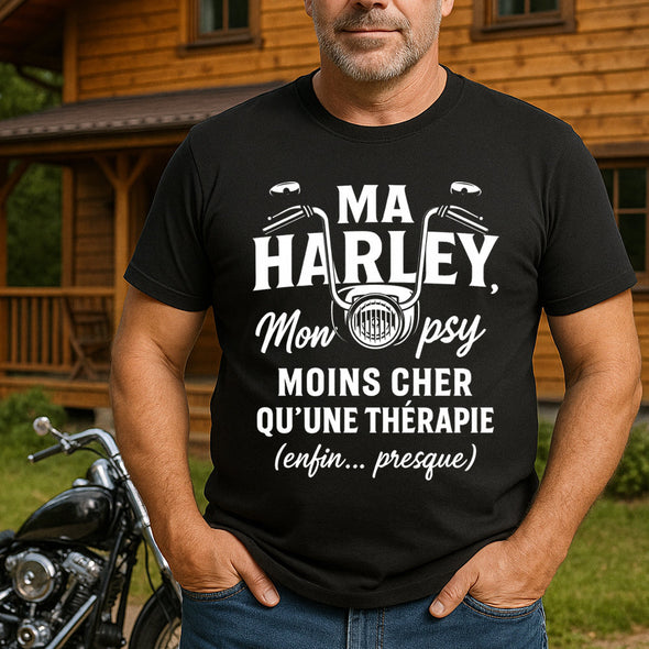 T-Shirt Homme moto Ma Harley Ma thérapie - idée cadeau motard MAXI SHIRT