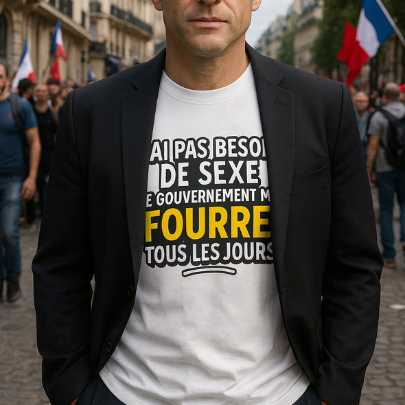 T-Shirt humoristique le gouvernement me fourre | 100% coton, blanc, coupe classique MAXI SHIRT