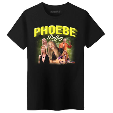T-Shirt unisexe inédit fan de la série Friends | PHOEBE Buffay | noir 100% coton bio | idée cadeau vintage