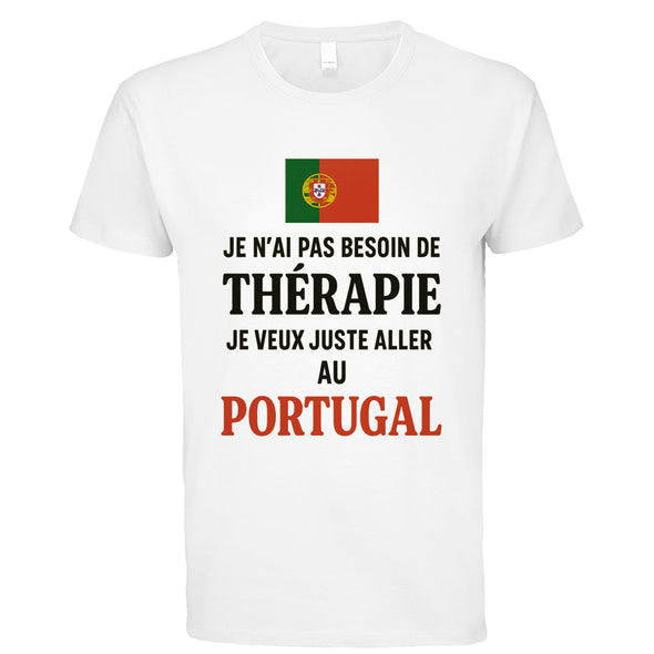T-Shirt Portugal thérapie | idée cadeau drôle portugais | blanc 100% coton MAXI SHIRT