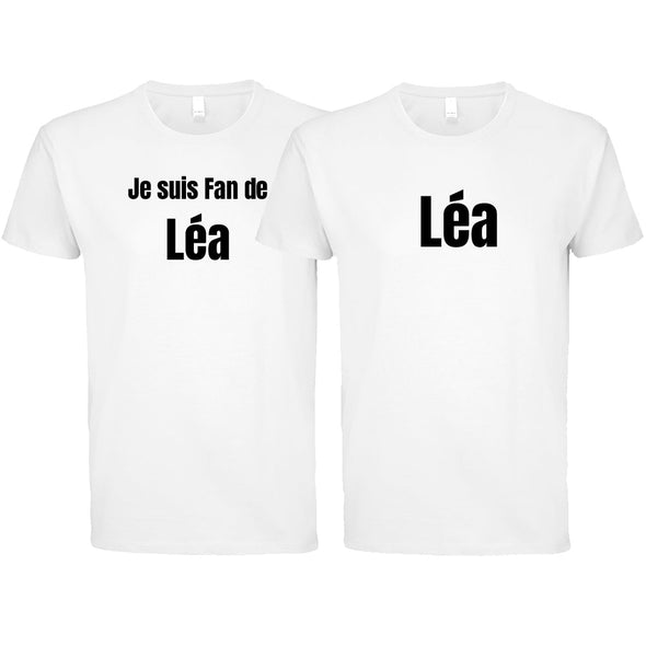 T-Shirts Couple personnalisés (x2) je suis fan de + prénom, idée cadeau t-shirts amis MAXI SHIRT