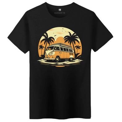 T-Shirt premium Van Life, combi sur coucher de soleil | 100% coton, coupe régulière | idée cadeau voyageur en camion
