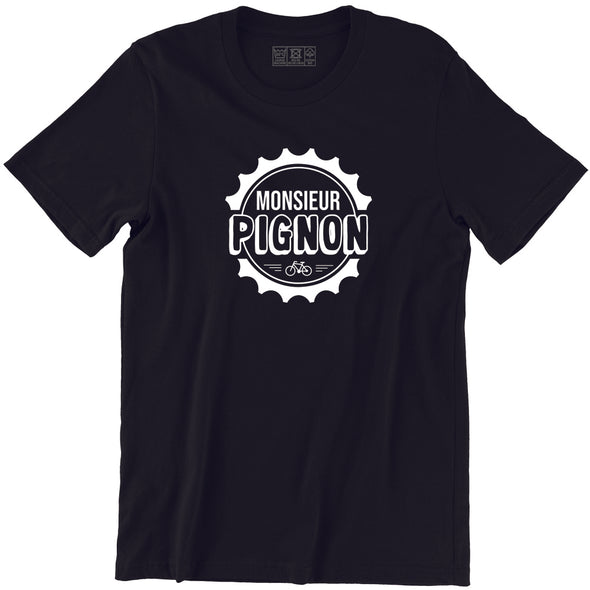 T-Shirt Vélo humoristique Monsieur Pignon | idée cadeau Cycliste | 100% coton, manches courtes, coupe régulière