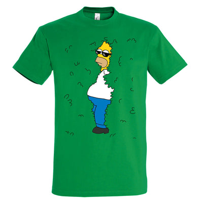 T-Shirt Humour Vert style Homer Simpsons caché - 100% coton, coupe régulière MAXI SHIRT