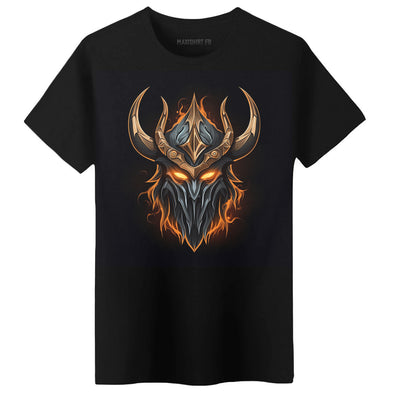 T-Shirt premium noir Viking Skull Fire | 100% coton Bio, épais, coupe régulière | doux et confortable