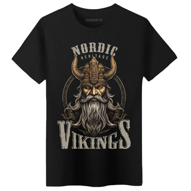 T-Shirt premium noir Viking Nordic Heritage  | 100% coton Bio, épais, coupe régulière | doux et confortable