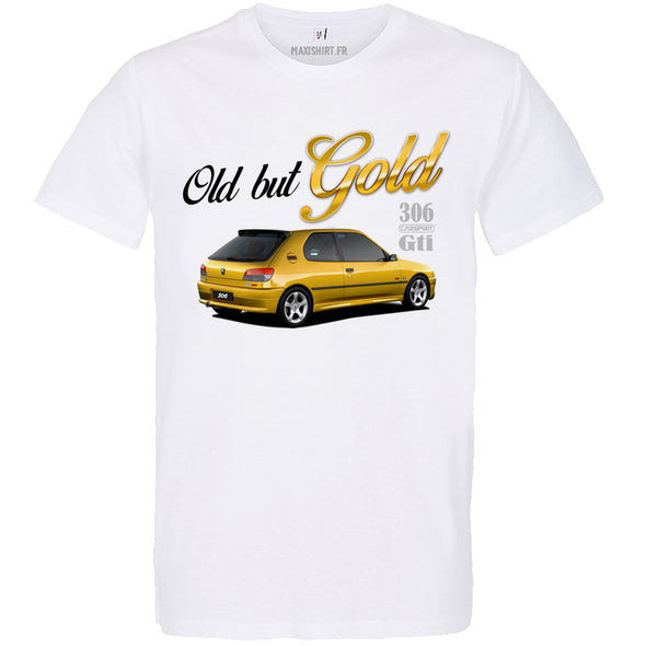 T-Shirt auto homme 306 Gti | Old but Gold | 100% coton, coupe régulière | idée cadeau fan voiture