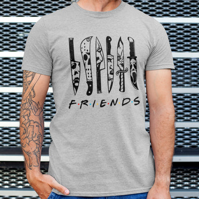 T-Shirt Friends Halloween Horror Knife gris chiné