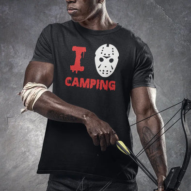 T-Shirt Noir Homme | Halloween  I Love Camping - Michael Myers | 100% coton Maxi-Shirt