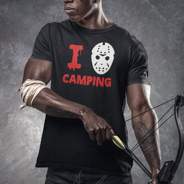 T-Shirt Noir Homme | Halloween  I Love Camping - Michael Myers | 100% coton