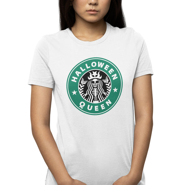T-Shirt Blanc Femme 100% coton | Coupe Ajustée | Starbucks Halloween Queen