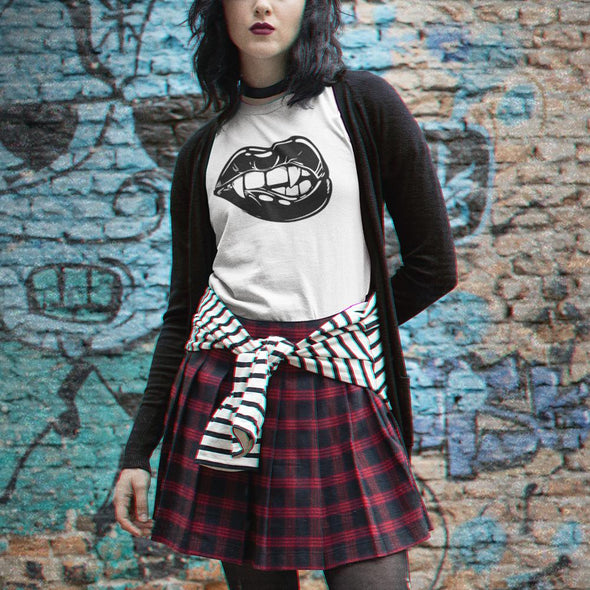T-Shirt Femme Gris chiné | Halloween Bouche Vampire | 100% coton, coupe ajustée
