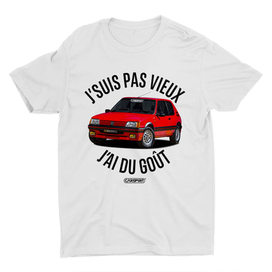 T-Shirt humour 205 Gti Auto | j'suis pas vieux j'ai du goût | 100% coton | idée cadeau fan voiture