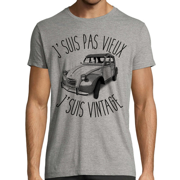 T-Shirt Humour 2cv, J'suis Pas Vieux j'suis Vintage