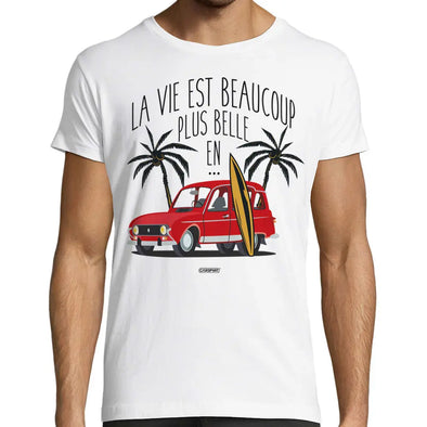 T-Shirt Homme | La vie est beaucoup plus belle en 4L | idée cadeau humour voiture | 100% coton manches courtes Maxi-Shirt