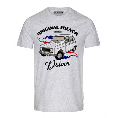 T-Shirt Homme Gris Chiné | 4L original French Driver | 100% coton manches courtes