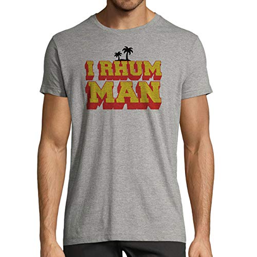 T-Shirt gris chiné Homme | logo Vintage i Rhum Man | 100% coton