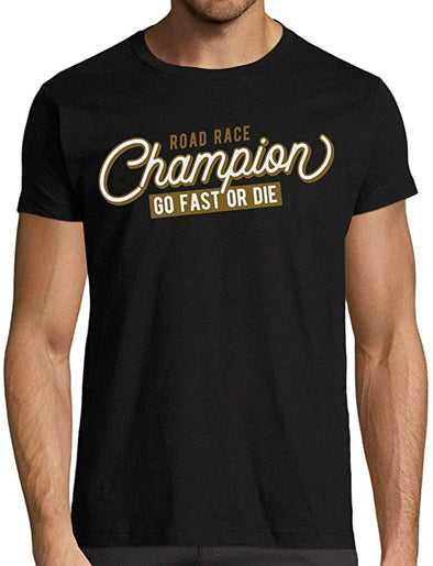 T-Shirt moto noir Champion Go fast or Die