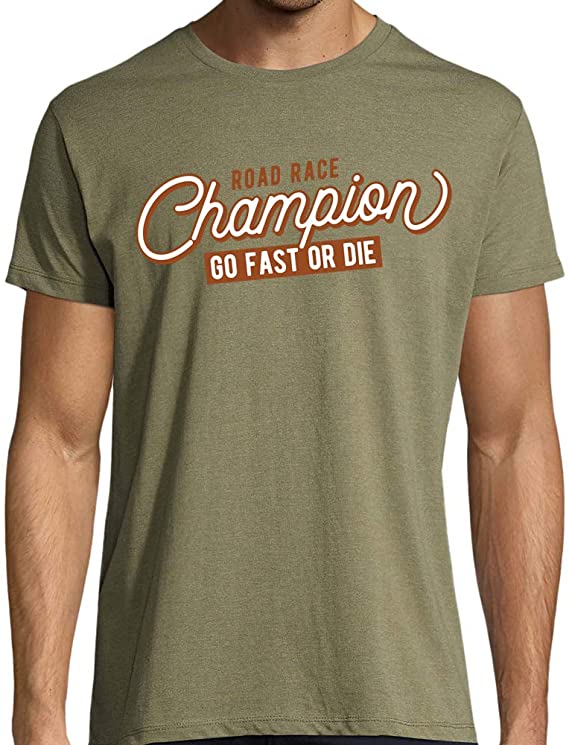 T-Shirt moto Kaki Chiné Champion Go fast or Die