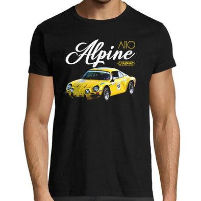 T-Shirt Noir photo Alpine A110 Jaune - Coupe régulière 100% coton - idée cadeau passionné automobile Maxi-Shirt