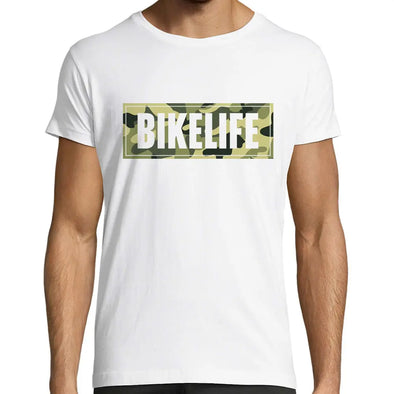 T-Shirt Blanc logo camo BIKELIFE Maxi-Shirt