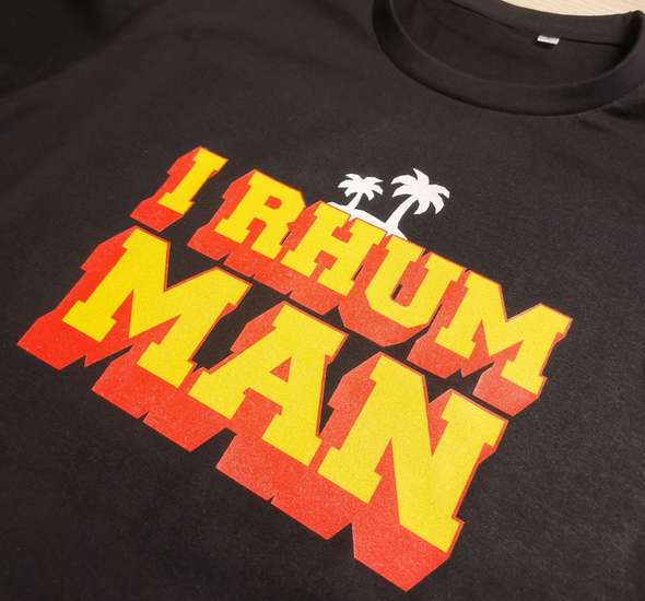 T-Shirt humour apéro Homme I Rhum Man | 100% coton Noir | confortable et résistant