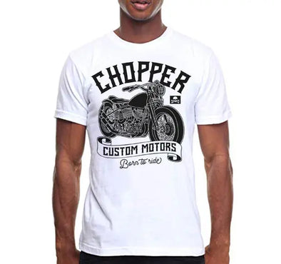 T-Shirt Moto Blanc Chopper Maxi-Shirt