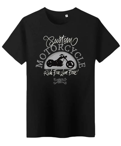 T-Shirt Motard Noir, Custom Motorcyle Ride Free Maxi-Shirt