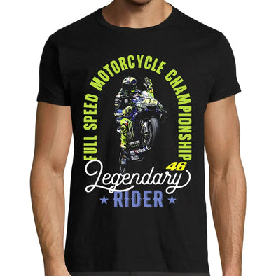 T-Shirt Noir Homme manches courtes imprimé Pilote Rossi | fan de moto GP | idée cadeau motard pistard circuit Maxi-Shirt