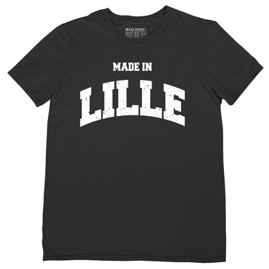 T-Shirt Noir Homme Nom de Ville Made in Lille