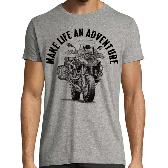 T-Shirt Gris chiné Make life an adventure, 1200 GS fan