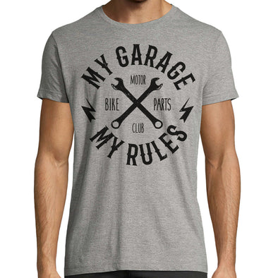 T-Shirt Moto My Garage My Rules, Gris chiné
