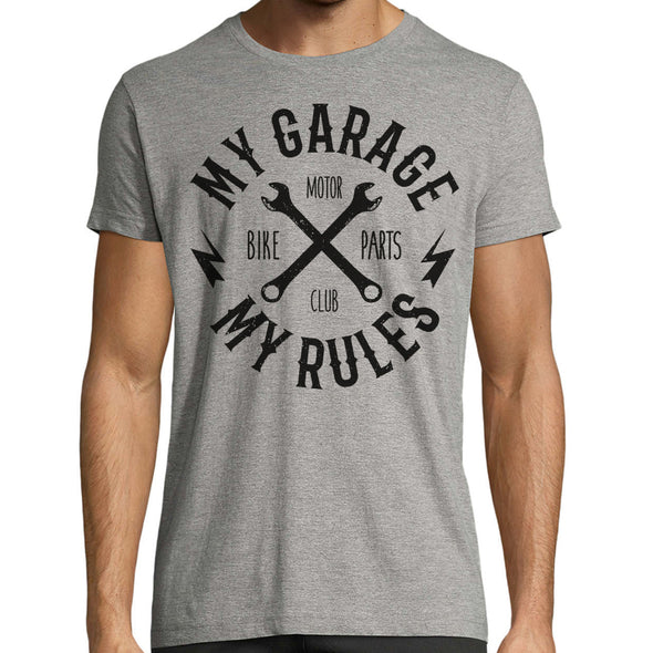 T-Shirt Moto My Garage My Rules, Gris chiné