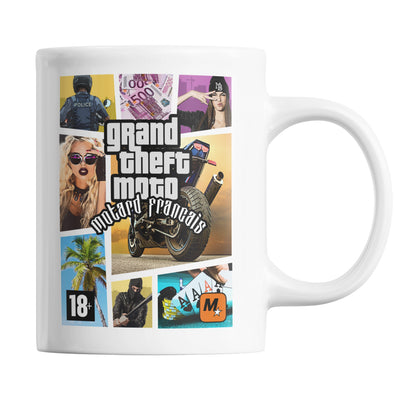 Mug Original Grand Theft Moto | en Céramique, Blanc Brillant | imprimé des 2 côtés | Motard Français®