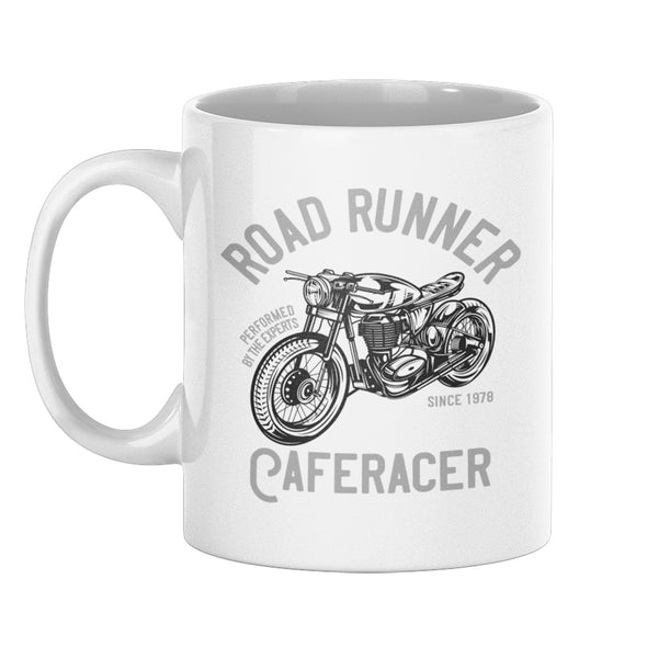 Mug Road Runner Cafe Racer | en Céramique, Blanc Brillant | résiste au micro ondes et lave vaisselle
