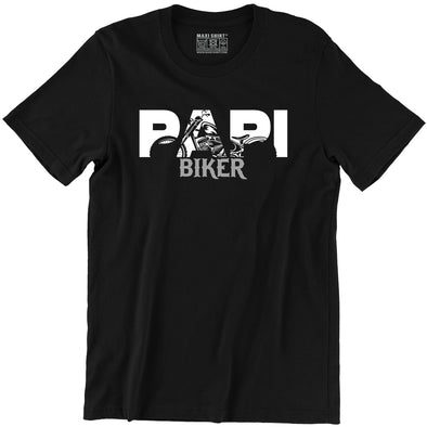 T-Shirt Noir épais | Papi Biker Lifestyle | idée cadeau Motard | 100% coton