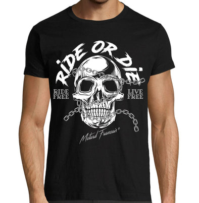 T-Shirt Moto Noir Homme | Ride Or Die | idée cadeau motard biker | manches courtes, coton
