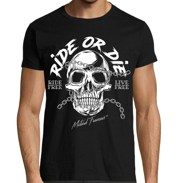 T-Shirt Moto Noir, Ride Or Die Skull