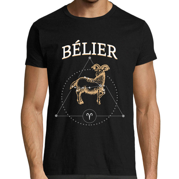 T-Shirt noir Bélier | 100% coton | Signe Astrologique | Horoscope | Astrologie