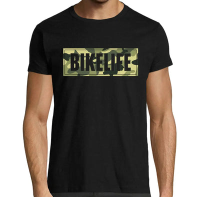T-Shirt Noir logo camo BIKELIFE Maxi-Shirt