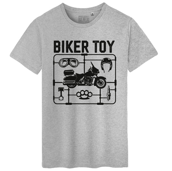 T-Shirt moto homme Biker Toy  | gris chiné | 100% coton | idée cadeau Motard