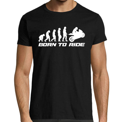 T-Shirt noir Homme mot -  Born to Ride - 100% coton, manches courtes, idée cadeau motard
