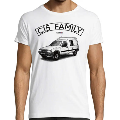 T-Shirt Blanc C15 Family, voiture ancienne française, vintage collection | 100% coton Maxi-Shirt